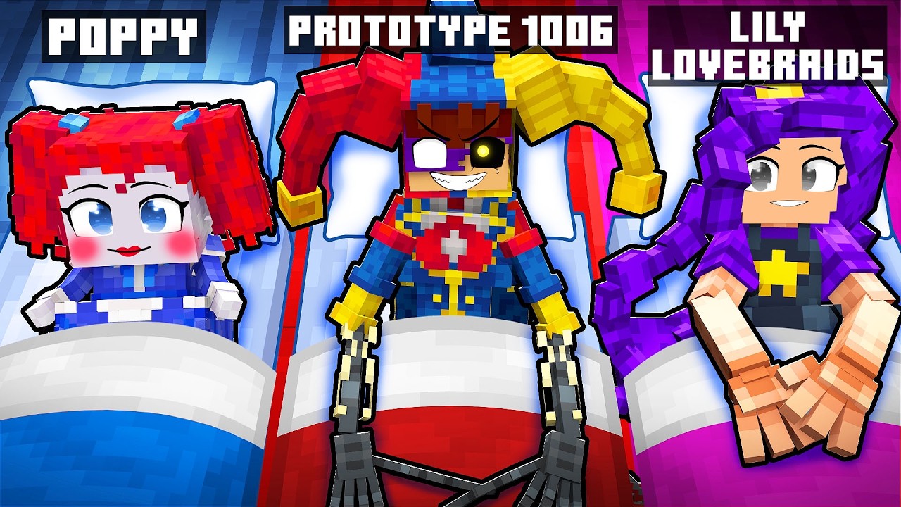 A FESTA do PIJAMA de POPPY PLAYTIME no Minecraft!! (Lily Lovebraids, Prototype 1006, Poppy)