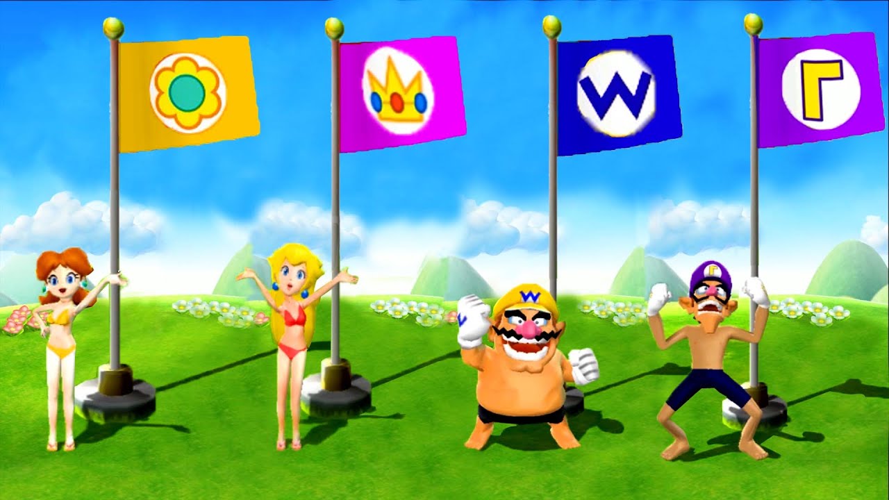 Mario Party 9 Battles Minigames - Daisy Vs Peach Vs Wario Vs Waluigi (Master COM)