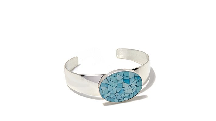 Jay King Turquoise Mosaic Sterling Silver Cuff Bracelet