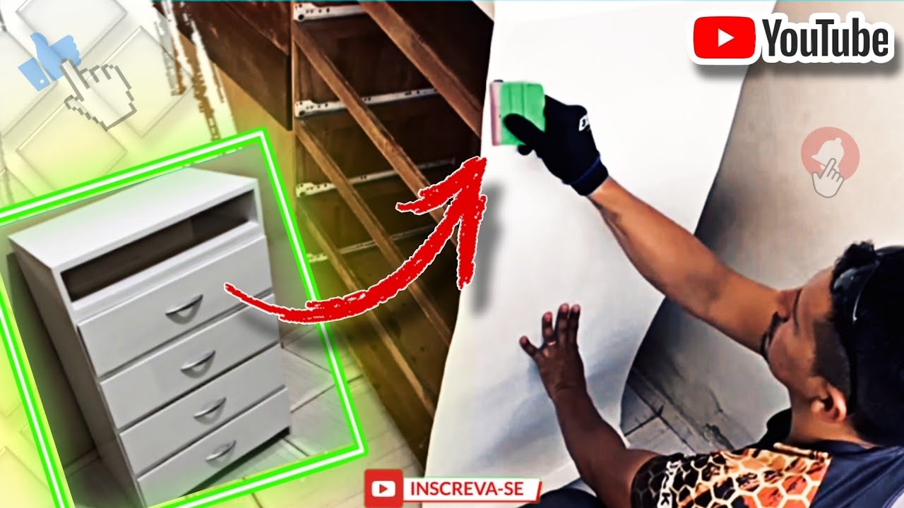 APRENDA A ENVELOPAR MÓVEIS | COMODA COM ADESIVO SUPER BRILHO BRANCO