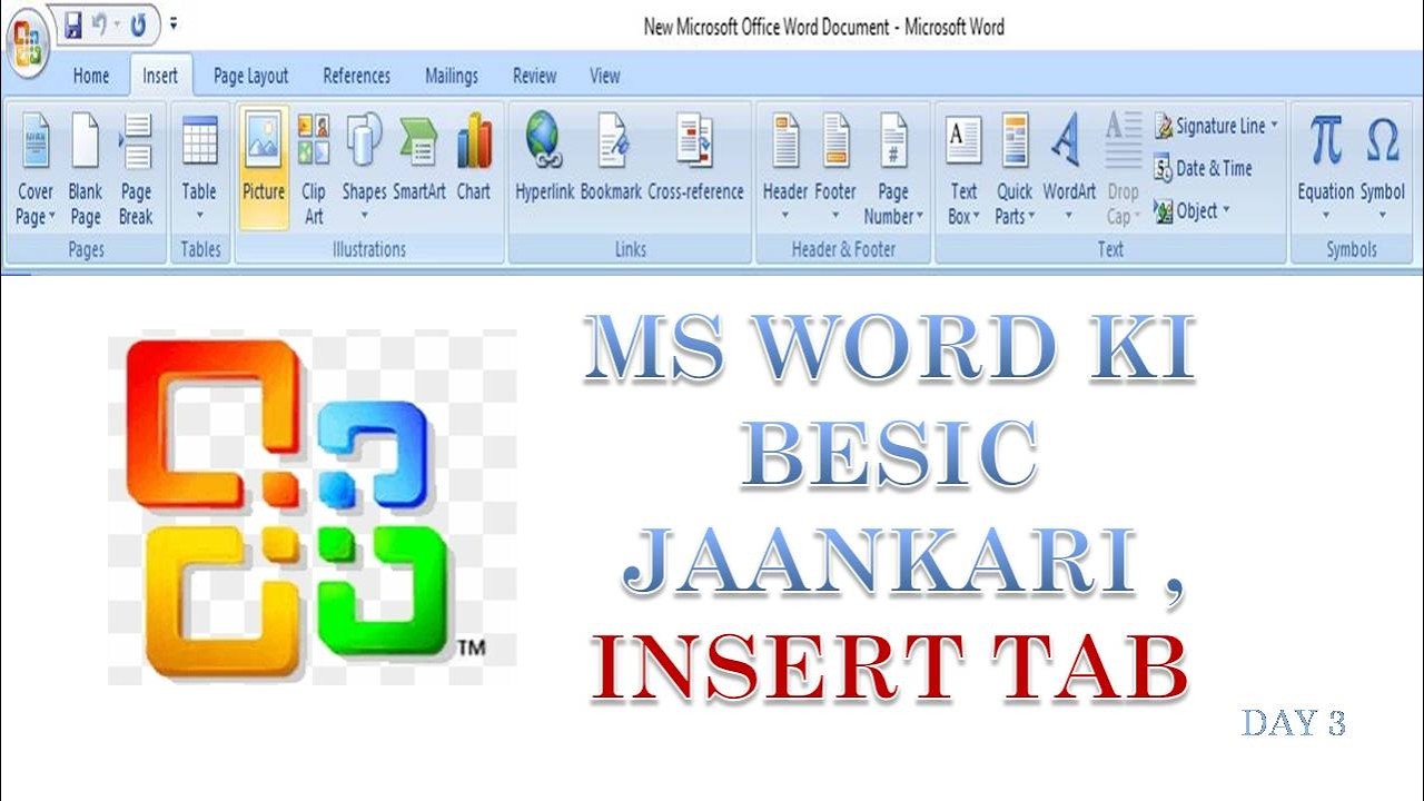 MS Word Insert Tab | सभी विकल्पों की पूरी जानकारी हिंदी में