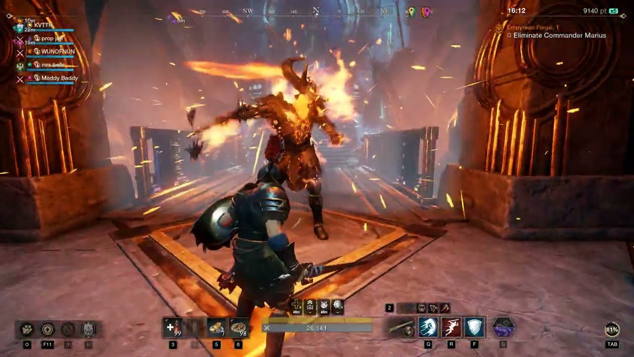 New World Aeternum. Commander Marius Boss. Empyrean Forge Dungeon. Tank POV.