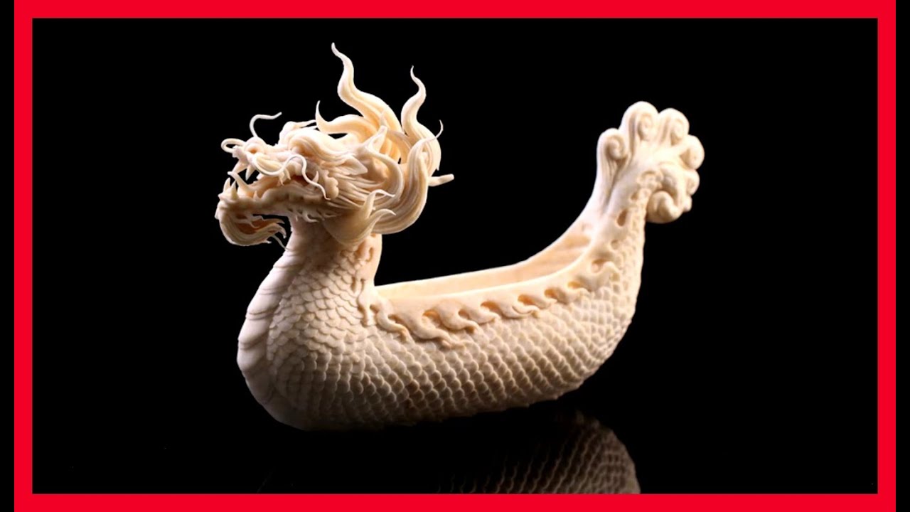 Art carvings of fruits and vegetables. sculpture Dragon boats
