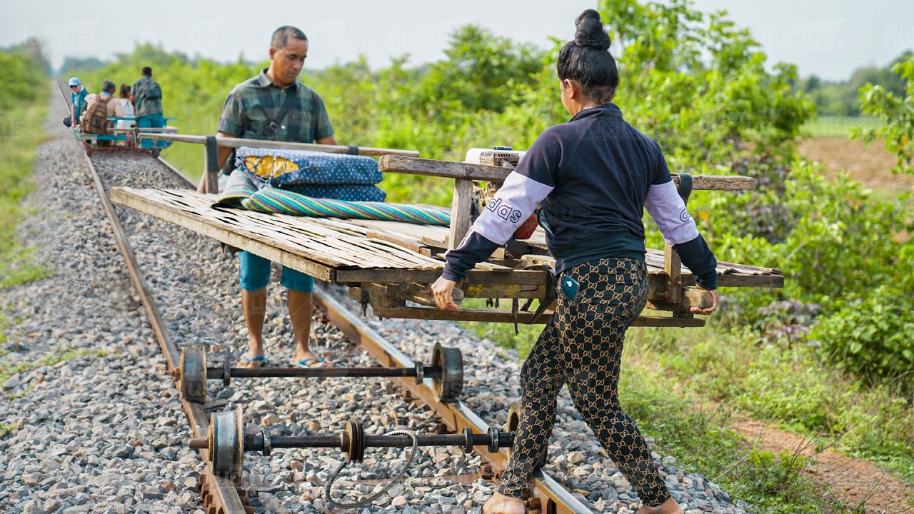 What Happens When Cambodian Bamboo Trains Run Into Each Other