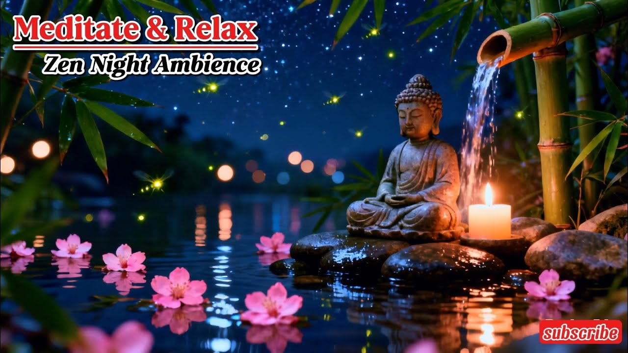 Peaceful Zen Night Meditation 🌙 Relaxing Water & Candle Sounds for Deep Sleep