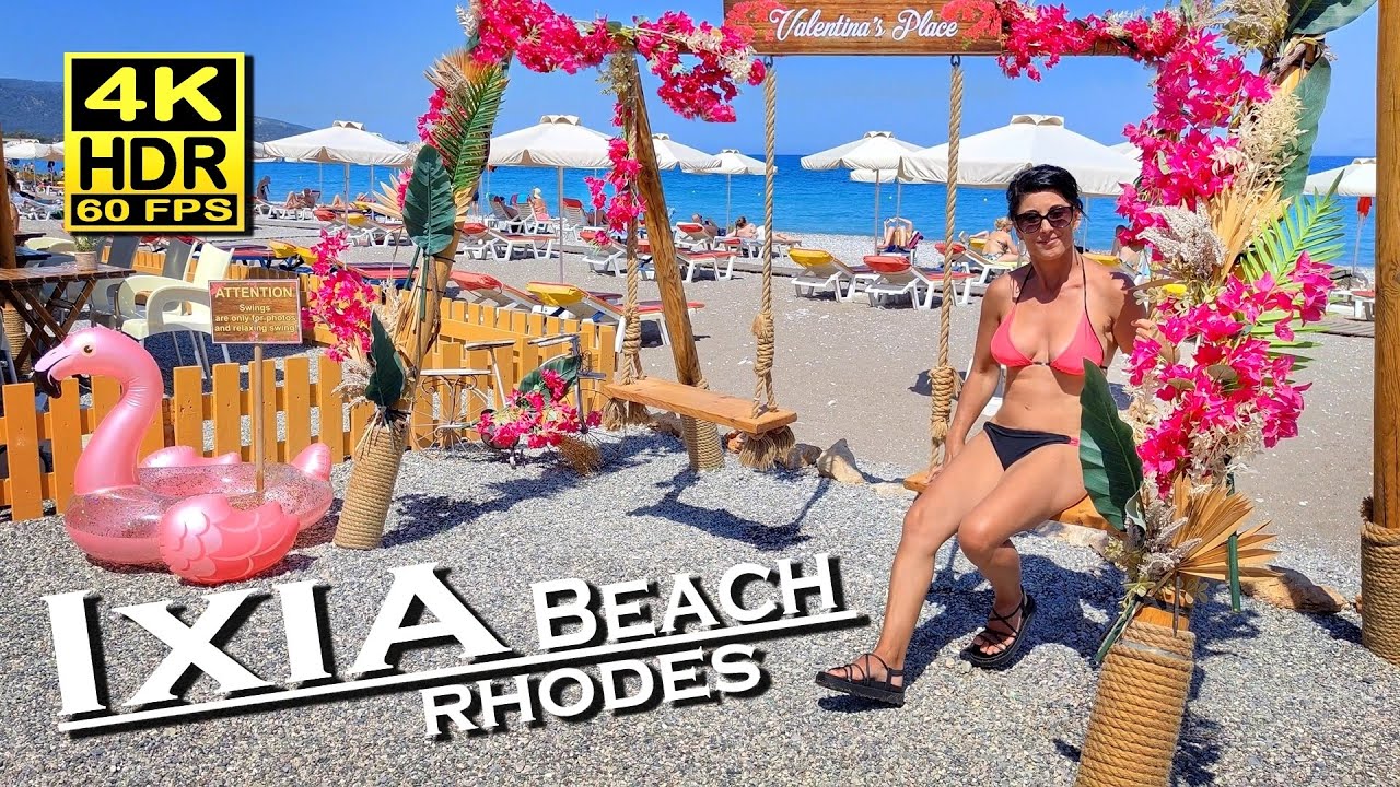 Ixia Beach Walk Rhodes , Greece in 4K 60fps HDR ( UHD ) Dolby Atmos 💖 The best places 👀 walking tour