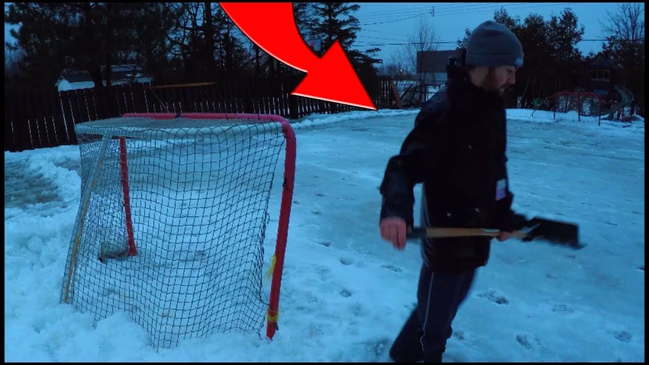 Homemade Outdoor Rink without the use of a Water hose?.. only the Power of Mother Nature! (Hockey)