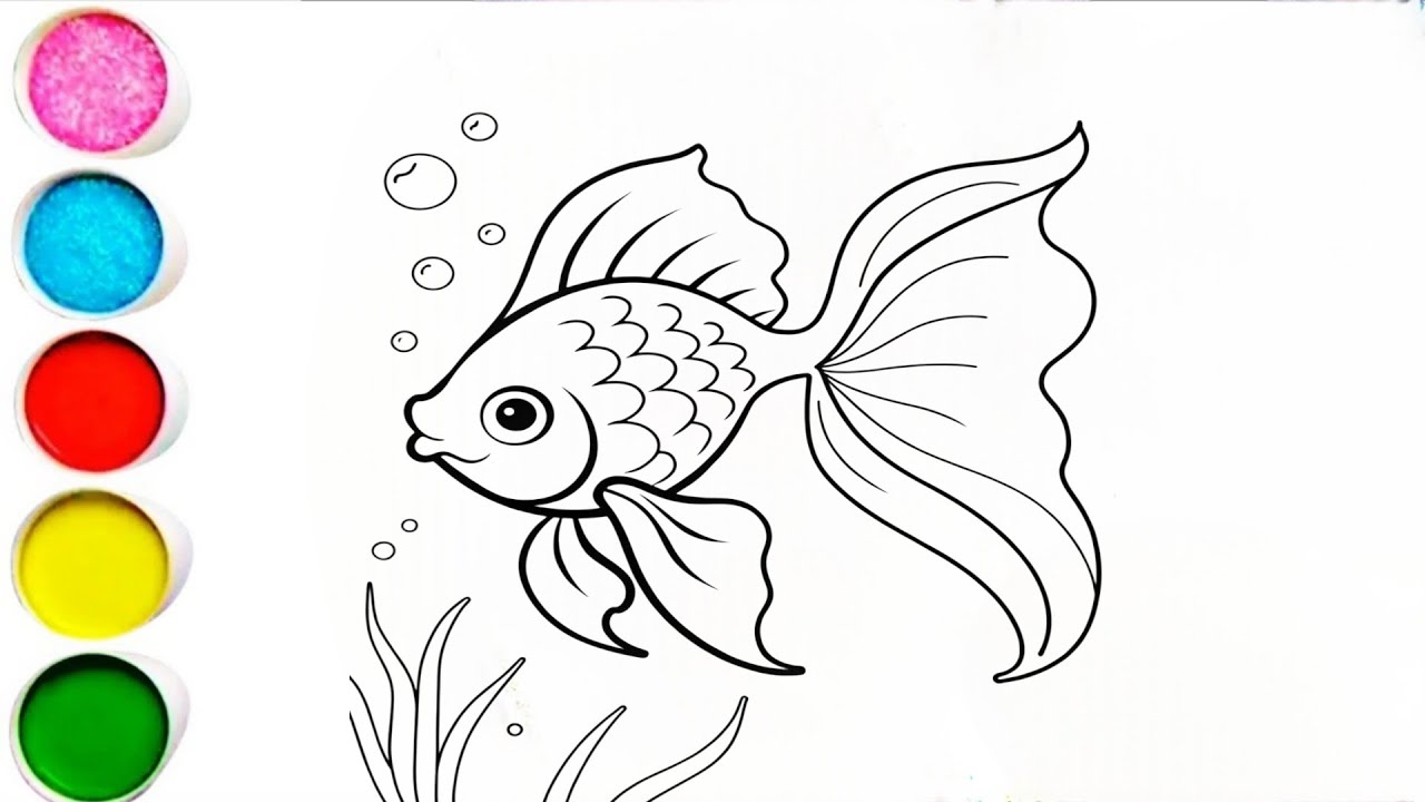 Cute rainbow fish Drawing, Painting and Coloring for Kids and Toddlers_ Kids