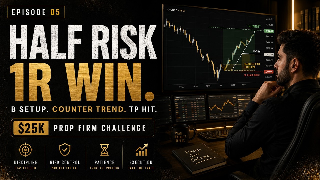 Half Risk. 1R Win. B Setup Trade | $25K Prop Firm Challenge Ep. 5