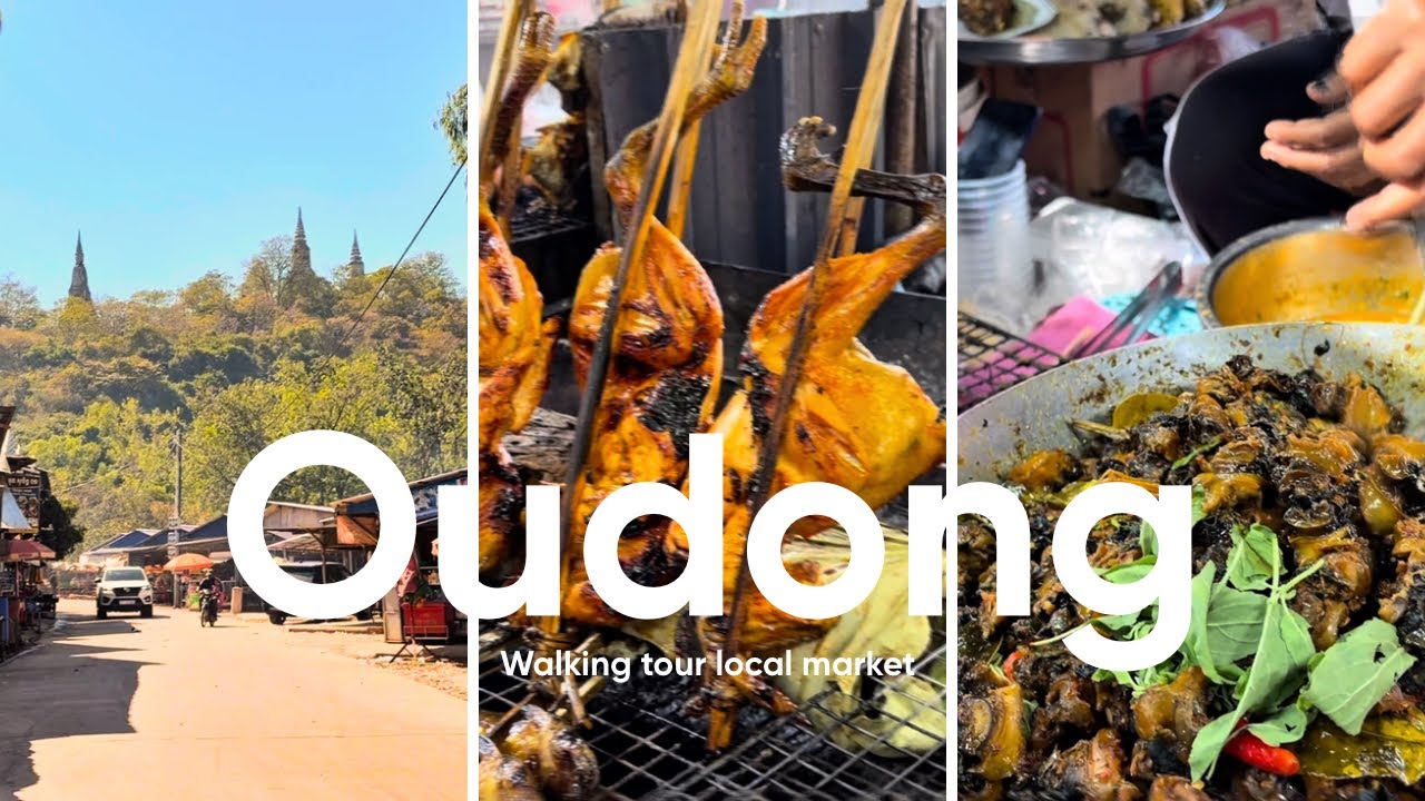 Walking Tour Oudong local market  ដេីរផ្សារឧត្ដុង្គទិញម្ហូបឆ្ងាញ់ៗ