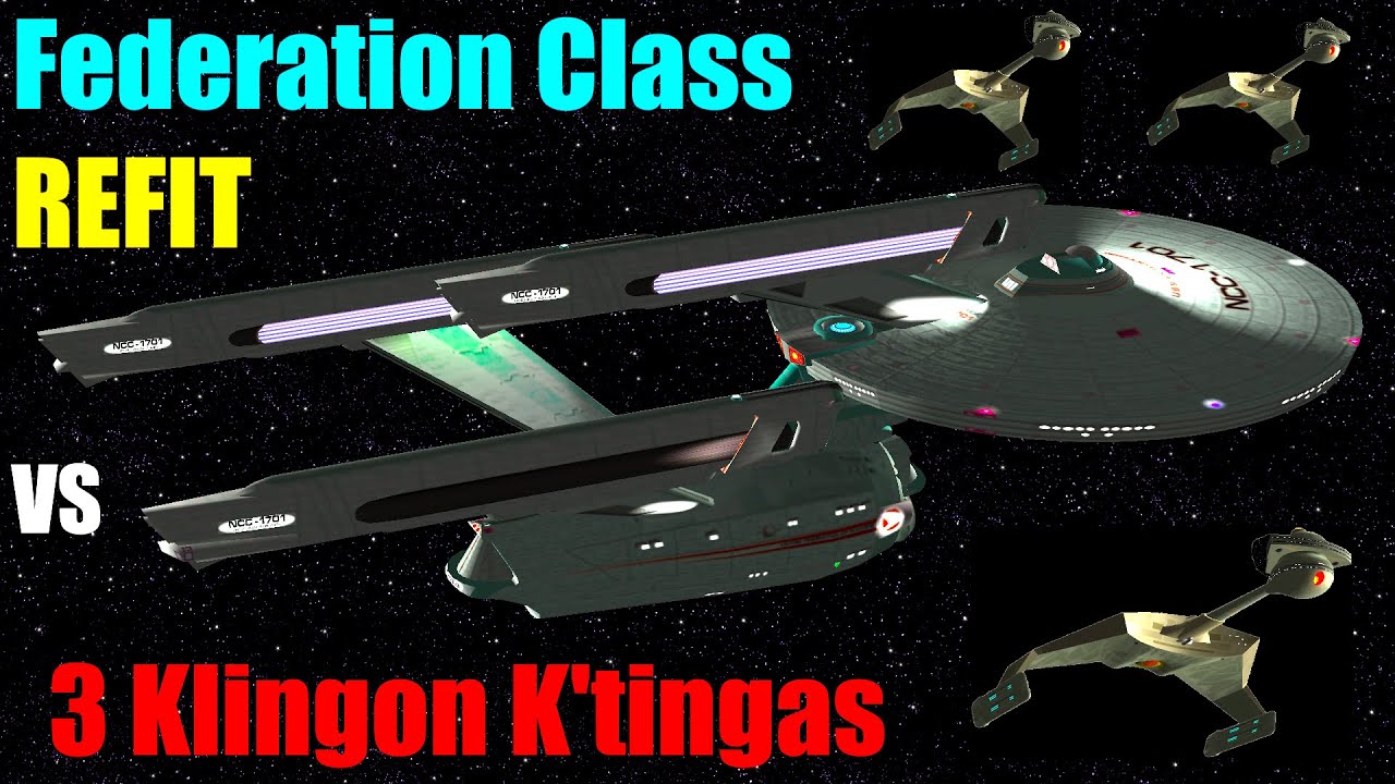 TMP Federation Class REFIT VS 3 TMP K'tingas - Both Ways - Star Trek Starship Battles