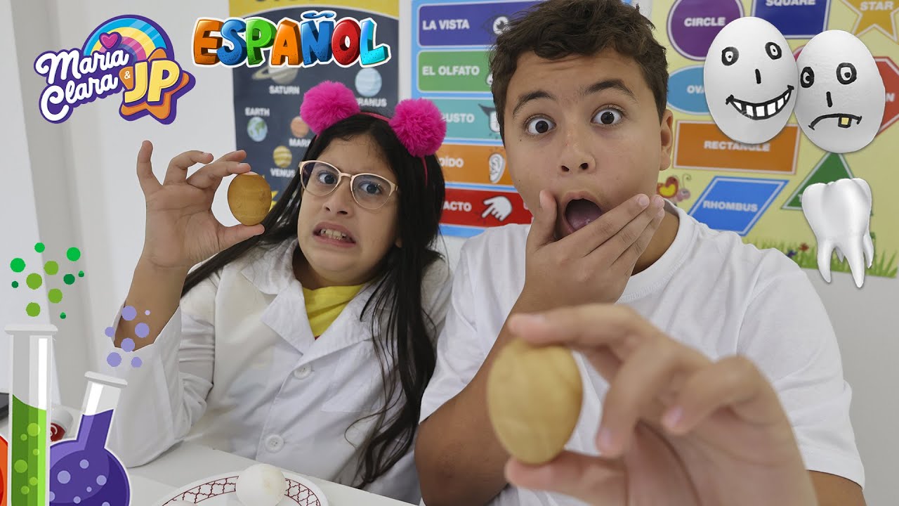 Maria Clara y JP muestran por qué es importante cepillarse los dientes | Experimentos para niños
