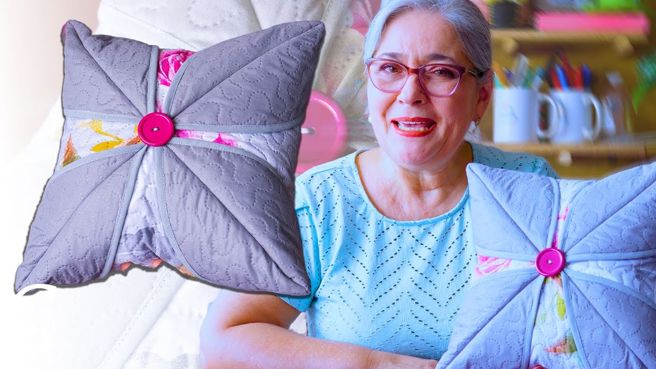 COJIN DECORATIVO hecho con 2 círculos de tela LINDO Y FÁCIL DE HACER para tu casa IDEA DE NEGOCIO