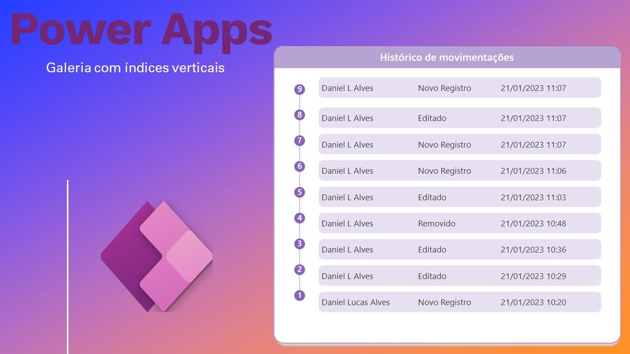Galeria com índice vertical no PowerApps