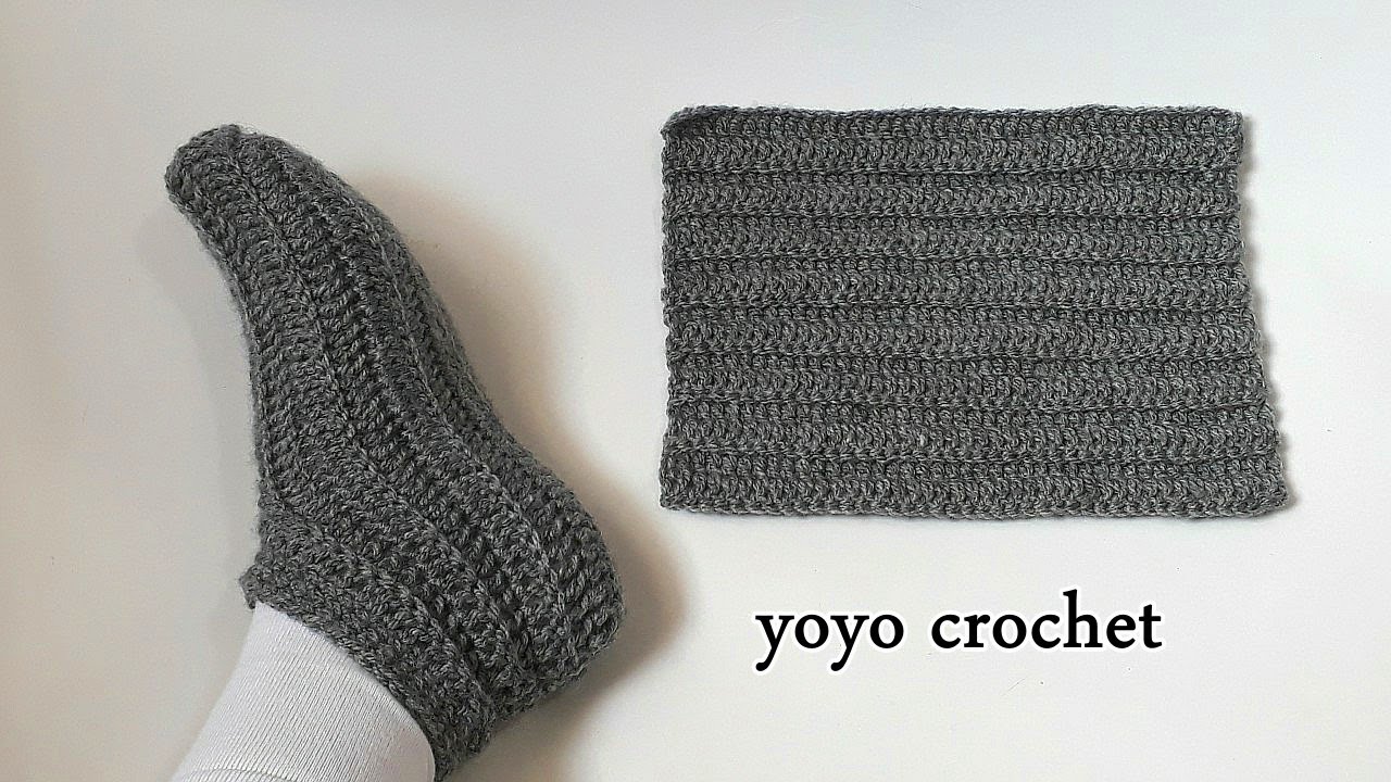 سهل وسريع/ كروشية سليبر رجالى او نسائى #بقطعة واحدة  لأى مقاس - crochet easy slippers #يويو كروشية