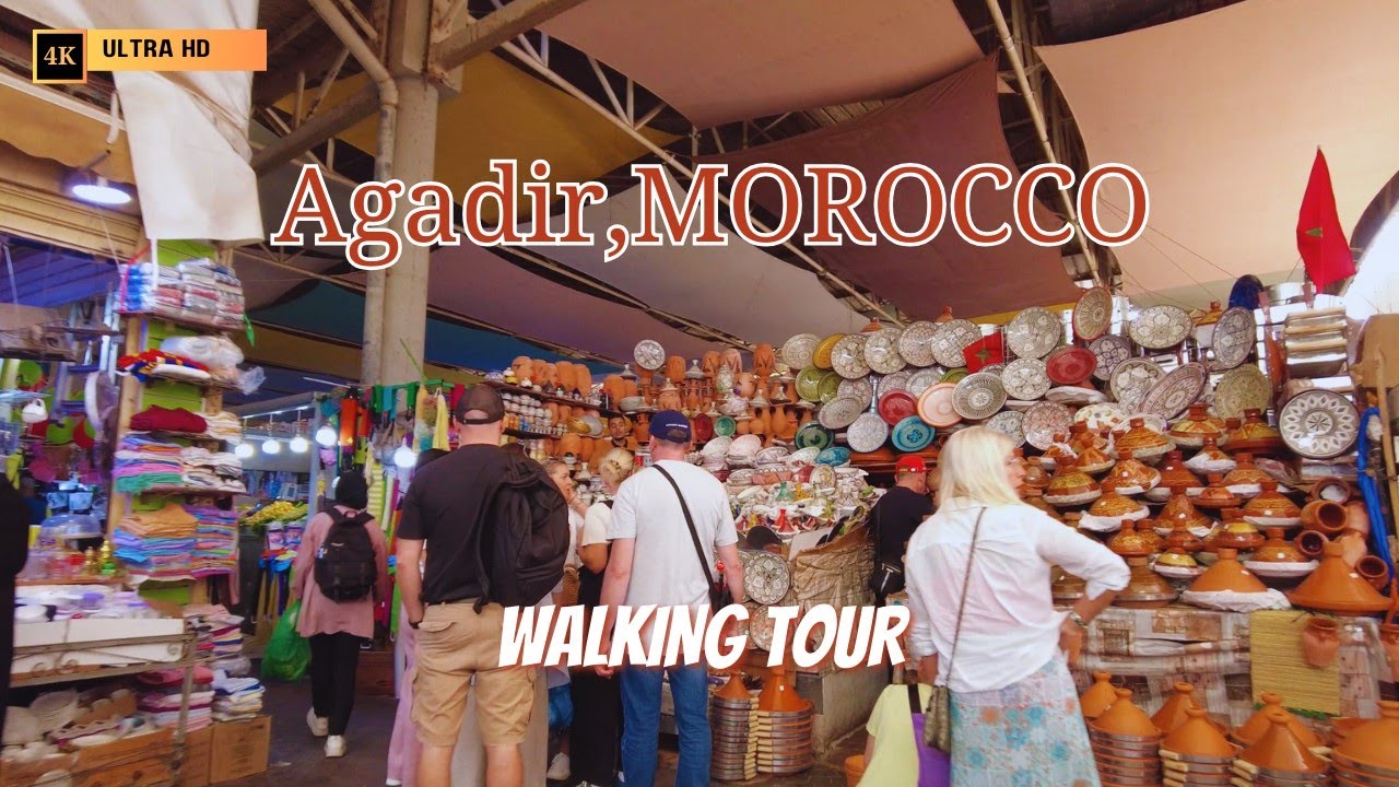 Agadir, MOROCCO Walking Tour - 4K (Part 1)
