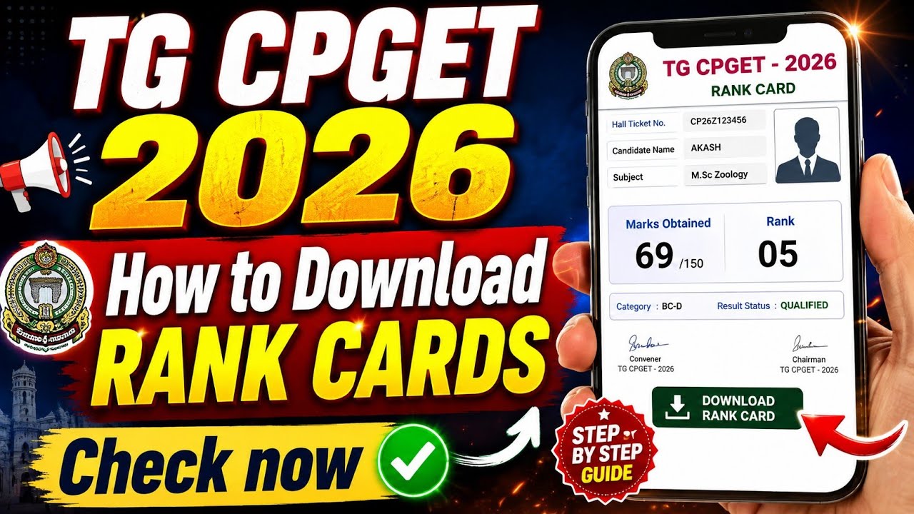 #TGCPGET How to Download RANK CARDS👆 check now #CPGET2026results #cpgetrankcards #OU #KU #PG #campus