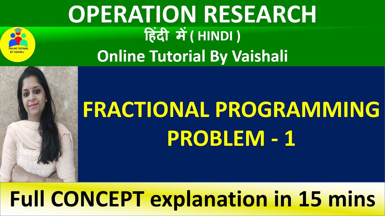 Fractional Programming Problem | Non Linear Programming Problem| Operation Research