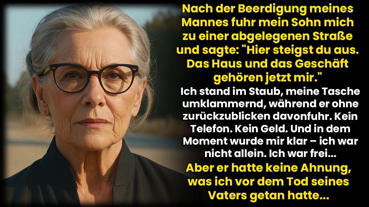 Nach der Beerdigung meines Mannes fuhr mich mein Sohn auf eine einsame Straße und sagte; Steig au