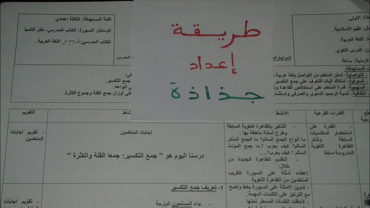 إعداد جذاذة في مكون الدرس اللغوي. هام جدا لكل ممارس او مقبل على مباراة التعليم
