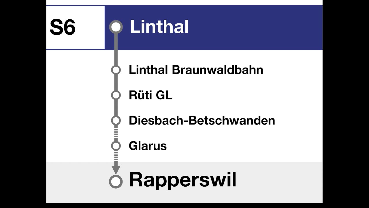 SBB Ansagen - S6 Linthal – Schwanden – Glarus – Ziegelbrücke – Rapperswil