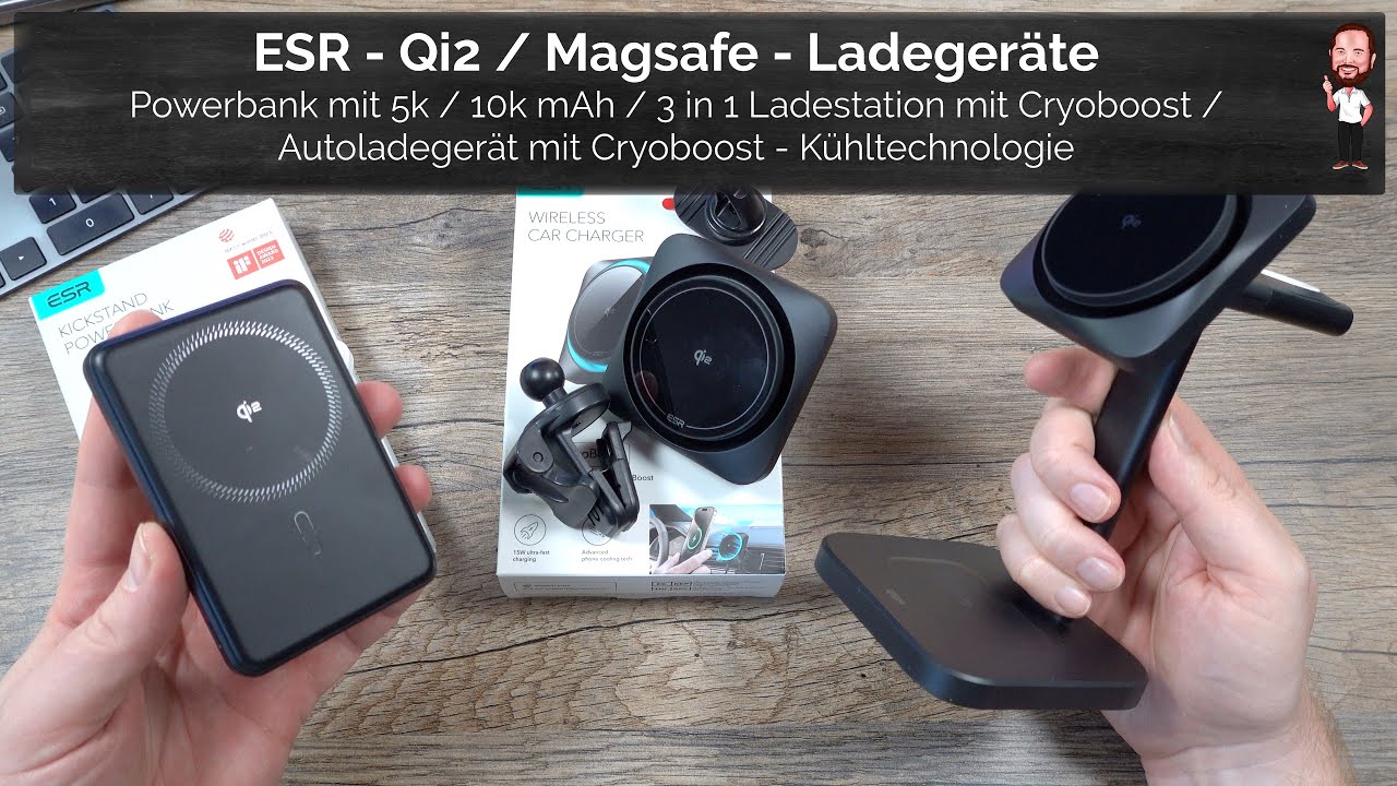 ESR Ladezubehör | Qi2 / Magsafe - Powerbank / 3 in 1 Ladestation und Autoladegerät für iPhone und Co