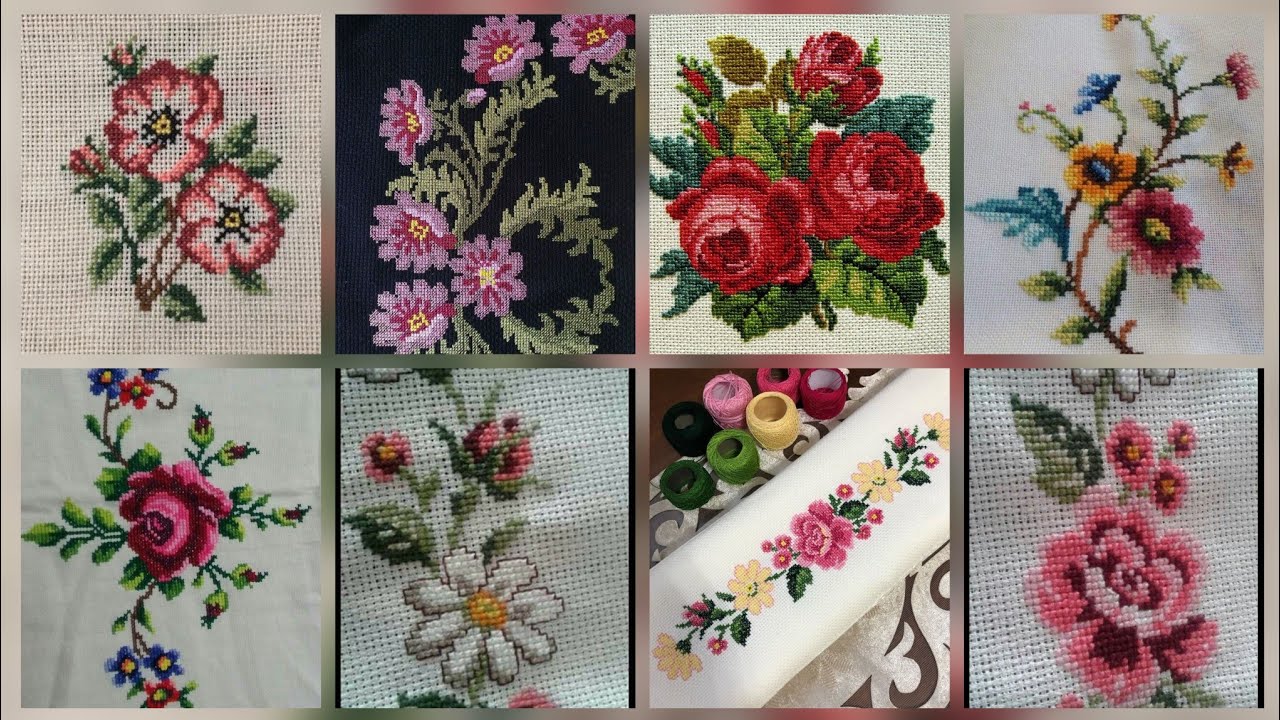 Top 100+ Amazing and Elegant Floral Cross stitch patterns || Charsuti Kerhai Ideas For Everything||