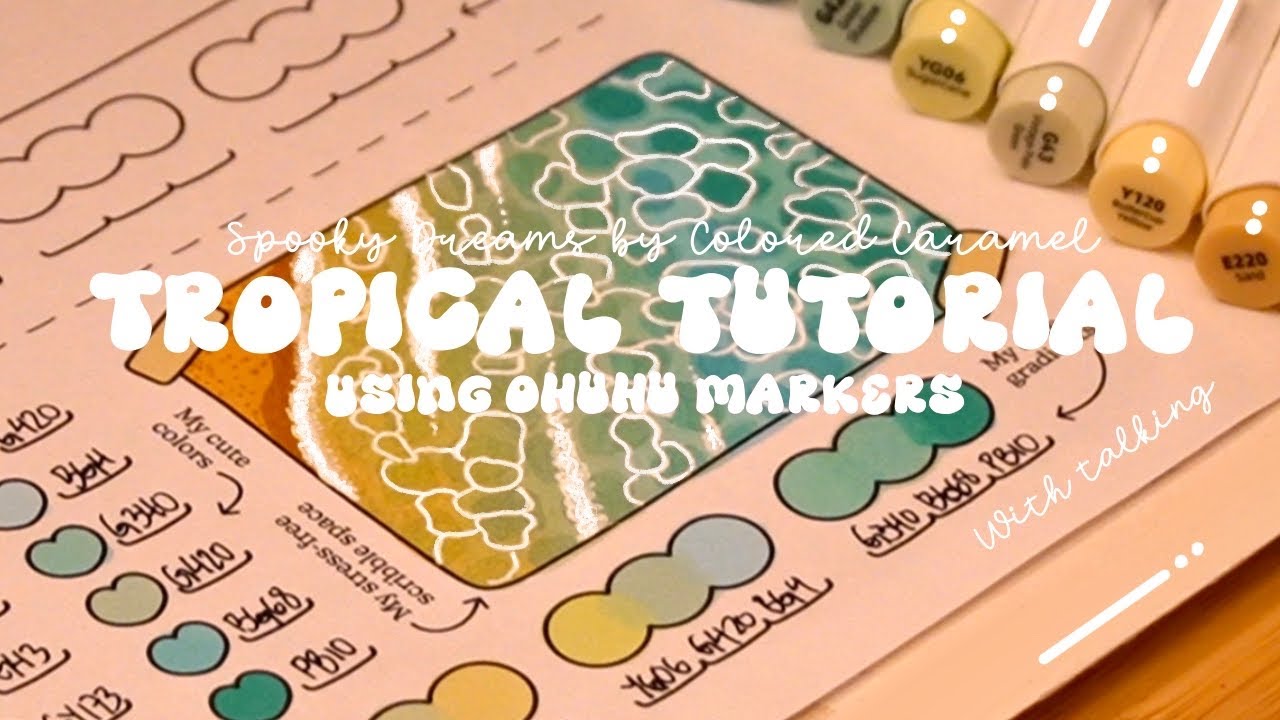 How To Color Tropical Water (ASMR)🌊🏝️ BIG NEWS🎨Using Ohuhu markers 🌱✏️  Pool Tutorial (with talking)