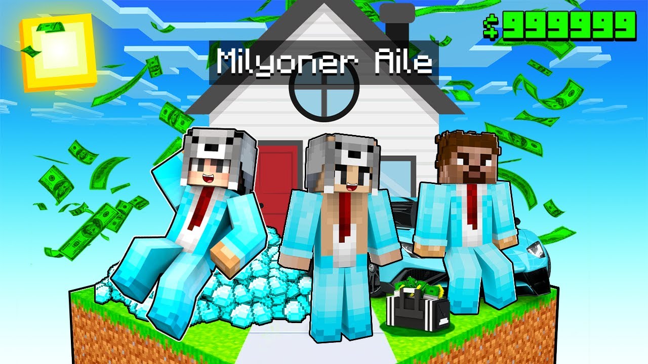TEK BLOKTA MİLYONER AİLE OLARAK YAŞAMAK 😱 - Minecraft