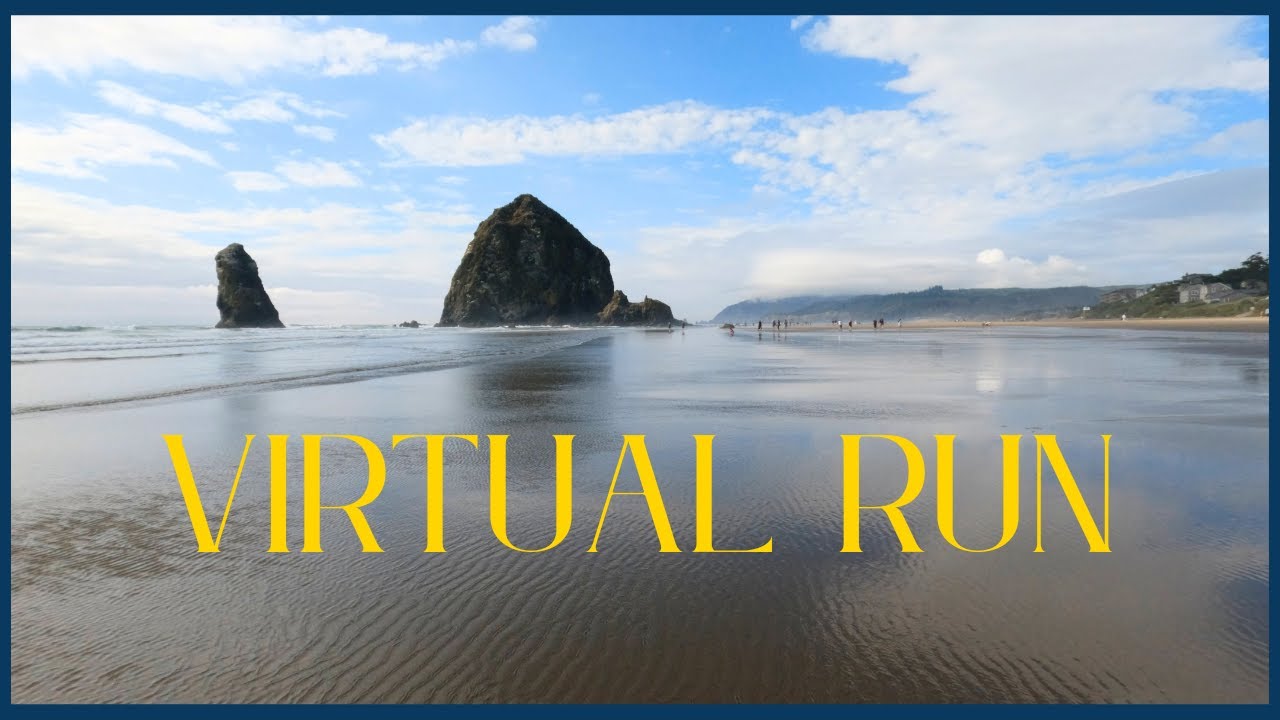 The PERFECT Virtual Beach Run | 4k Running Videos for Treadmill | Cannon Beach Oregon Scenery