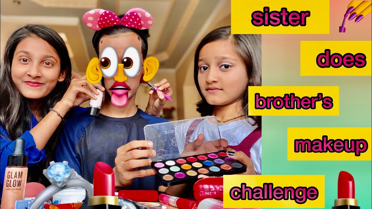 sister does brother’s makeup challenge || aman dancer real funny challenge