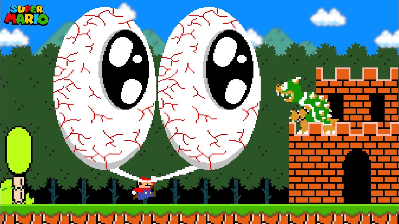 Super Mario Bros., but Every Time Mario Jumps, His Eyes Become BIGGER | Part 2