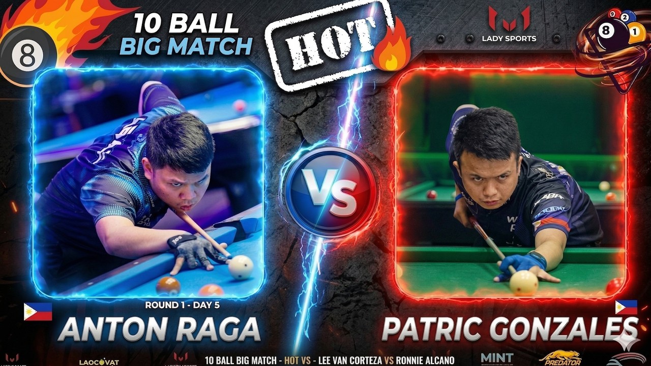 Billiards pool 10 ball | Anton Raga vs Pactrick Gonzales + 2 | Race 18