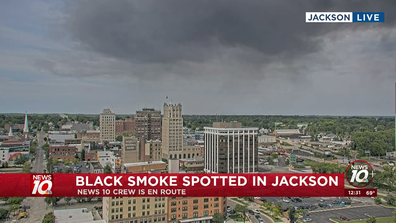 Large plume of black smoke spotted in Jackson