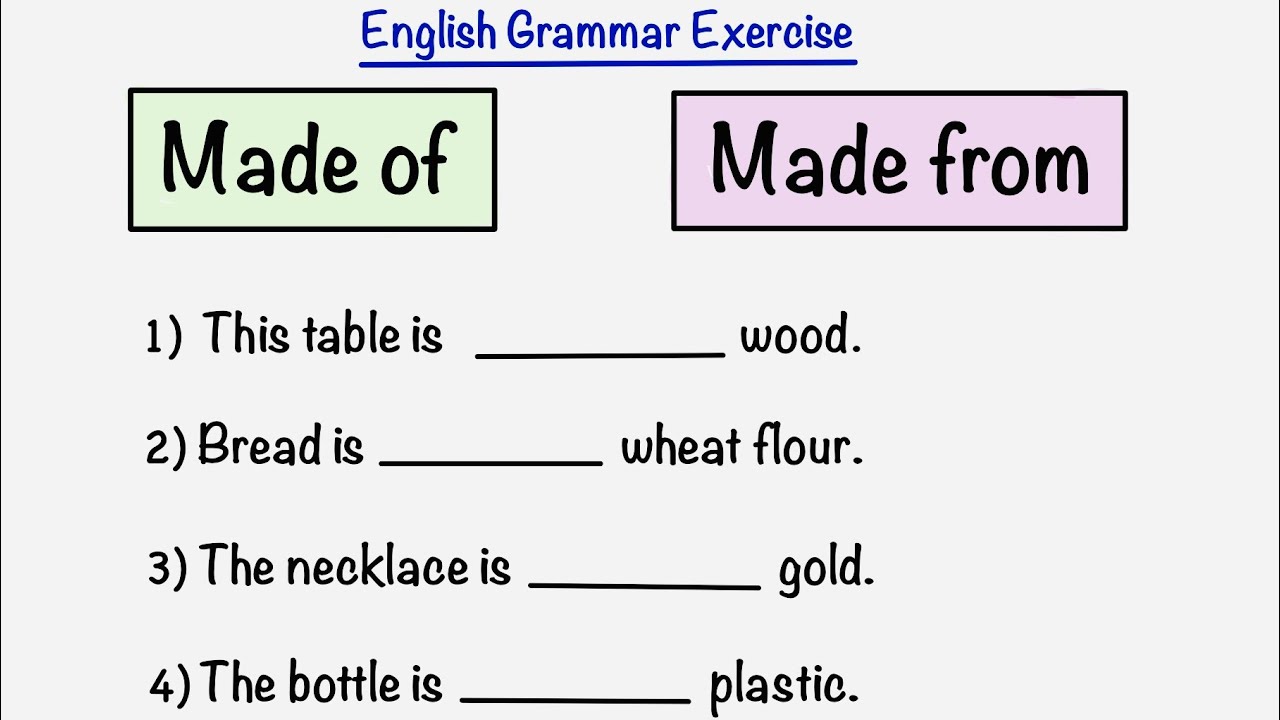 MADE OF vs MADE FROM | English Grammar Exercise | What’s the difference? 