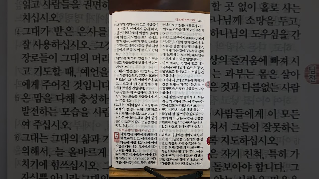 디모데전서 5장 (아가페 쉬운성경)