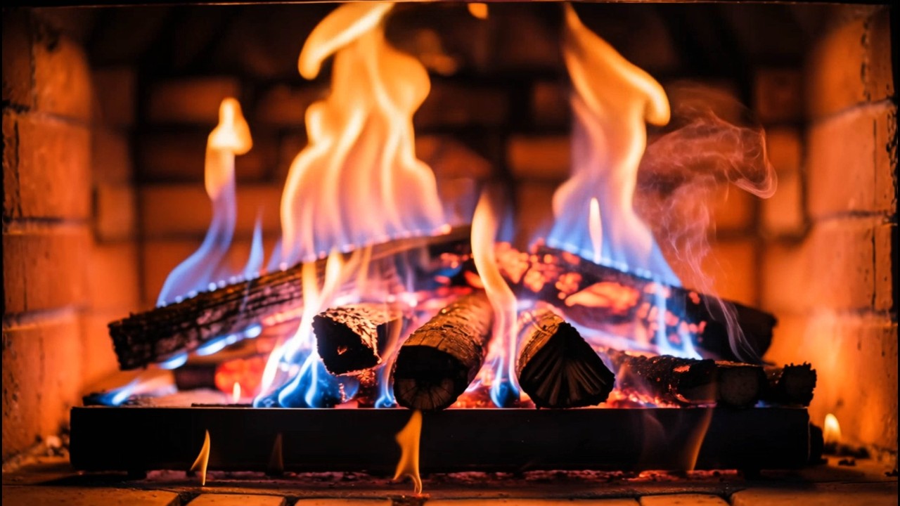 🔥 Relaxing Fireplace Ambience 4K ✨ Beautiful Blue and Soothing Orange Flames for Deep Sleep