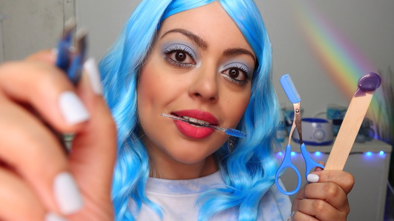 ASMR| 🌈The ROYGBIV Spa - BLUE EDITION 💙 Brow Grooming & Eye Care (PERSONAL ATTENTION, Layered Sound)