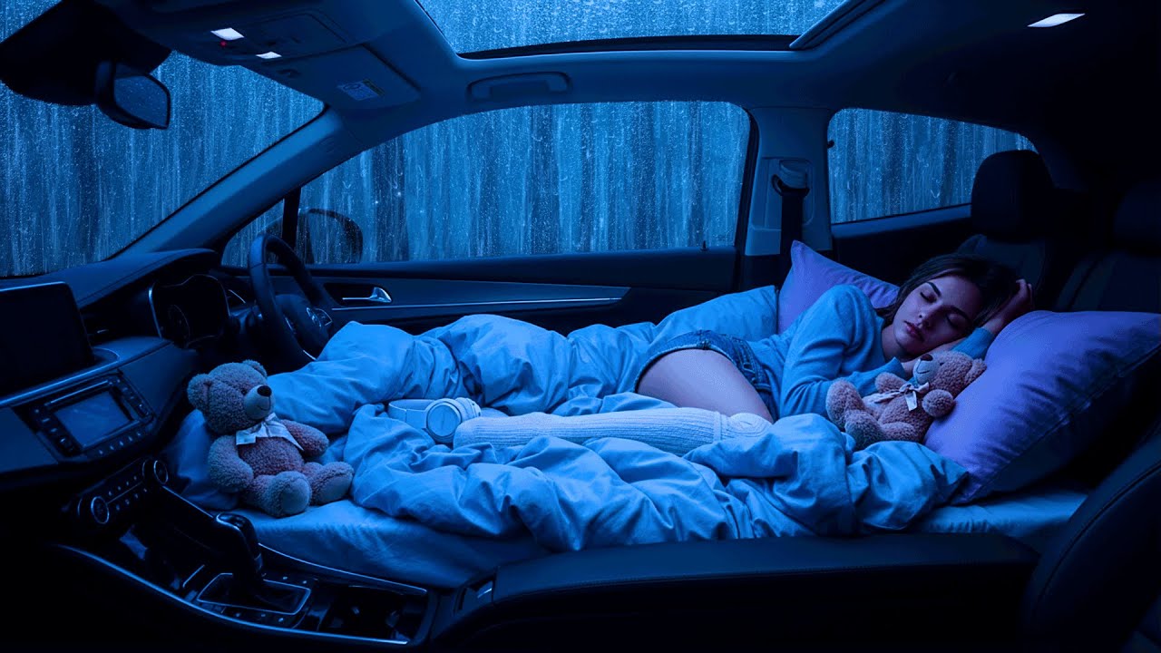 Sono Profundo com Barulho de Chuva Suave e Trovoadas em Ambiente Aconchegante no Carro