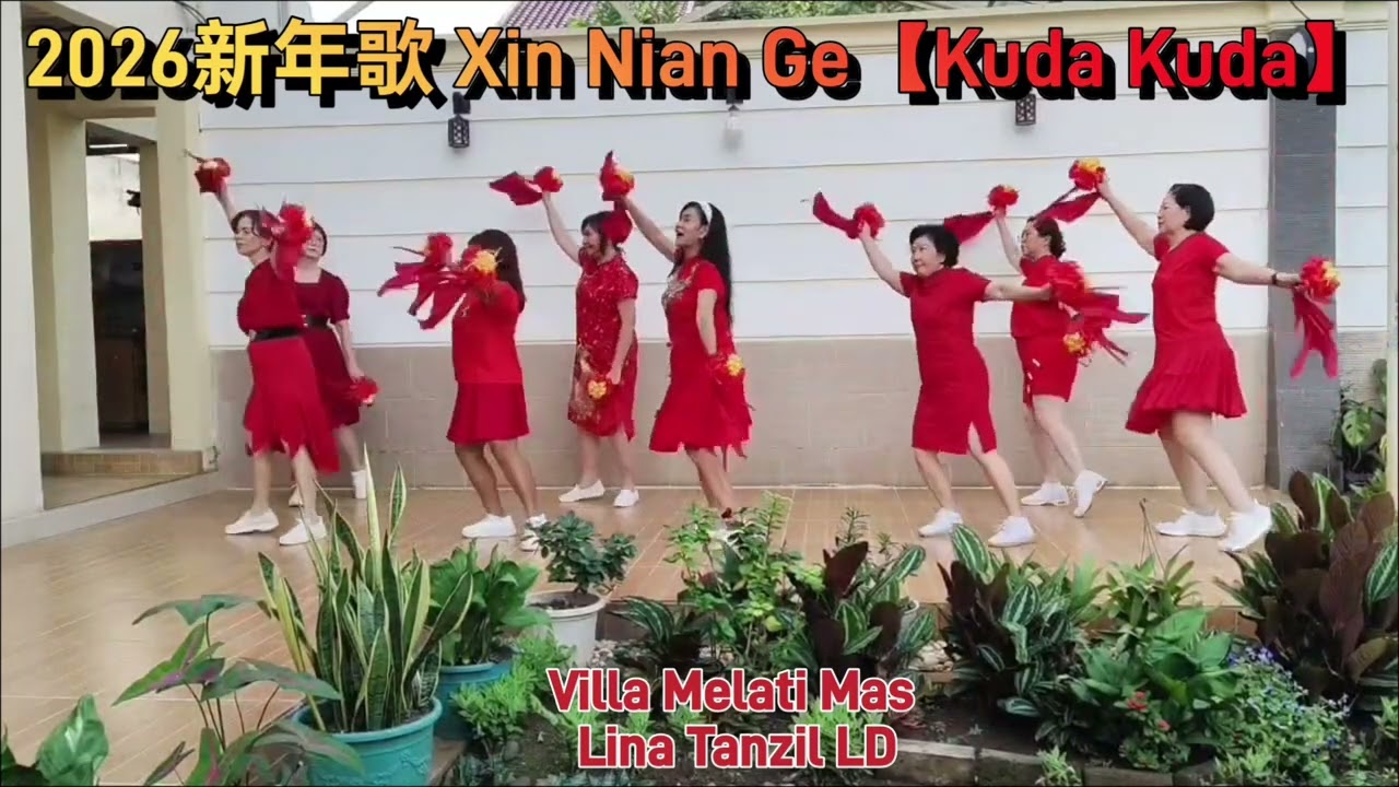 2026新年歌 XIN NIAN GE (Kuda Kuda) Line Dance (Demo: Lina Tanzil & Friends Villa Melati Mas) - 050226