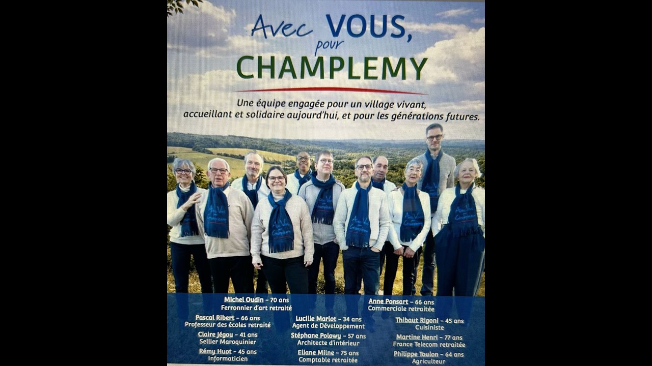 Vidéo 3,25 minutes de l'équipe : Avec Vous pour Champlemy !