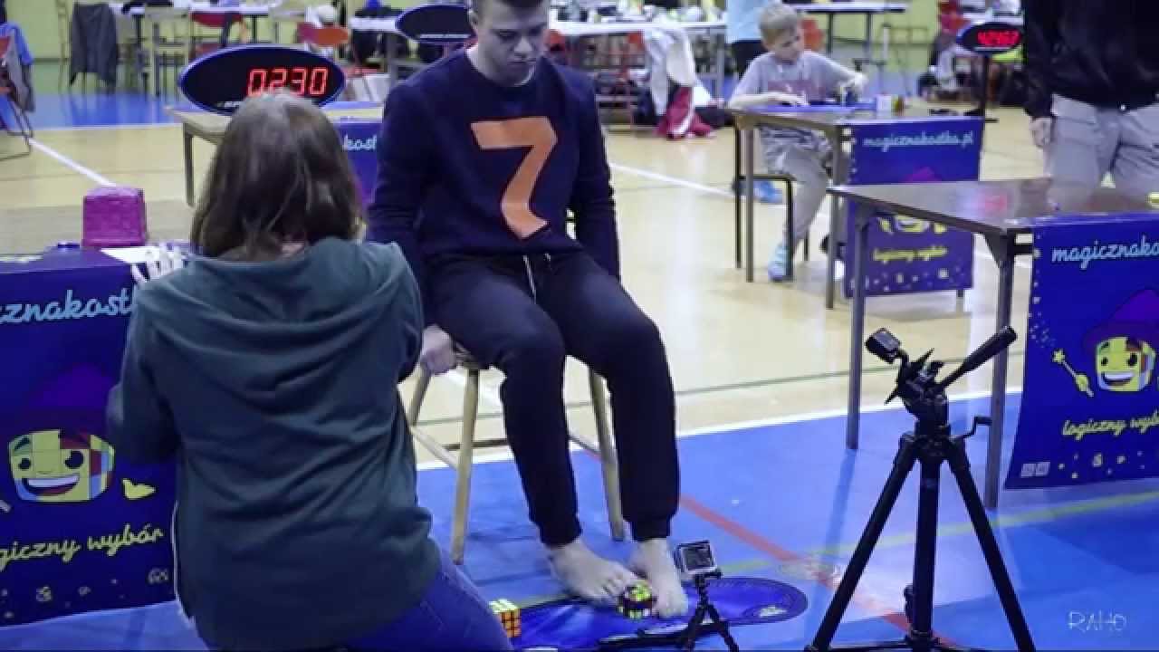 Jakub Kipa 3x3x3 With Feet WR x2 :D Radomsko Cube Theory 2015