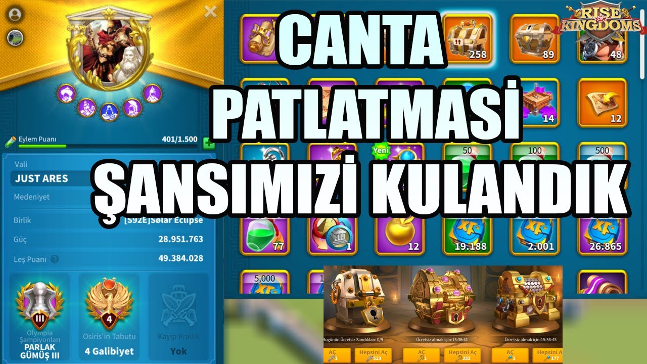 ÇANTA PATLAMASİ VE HESAP İNCELEMESİ- FULL ŞANSIMIZI KULANDIK ACMAKTAN -RİSE OF KİNGDOMS