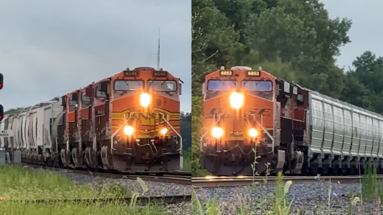 BNSF Manifest train & BNSF Grain train heading east & west! BNSF Transcon: Marceline sub..7/12/25