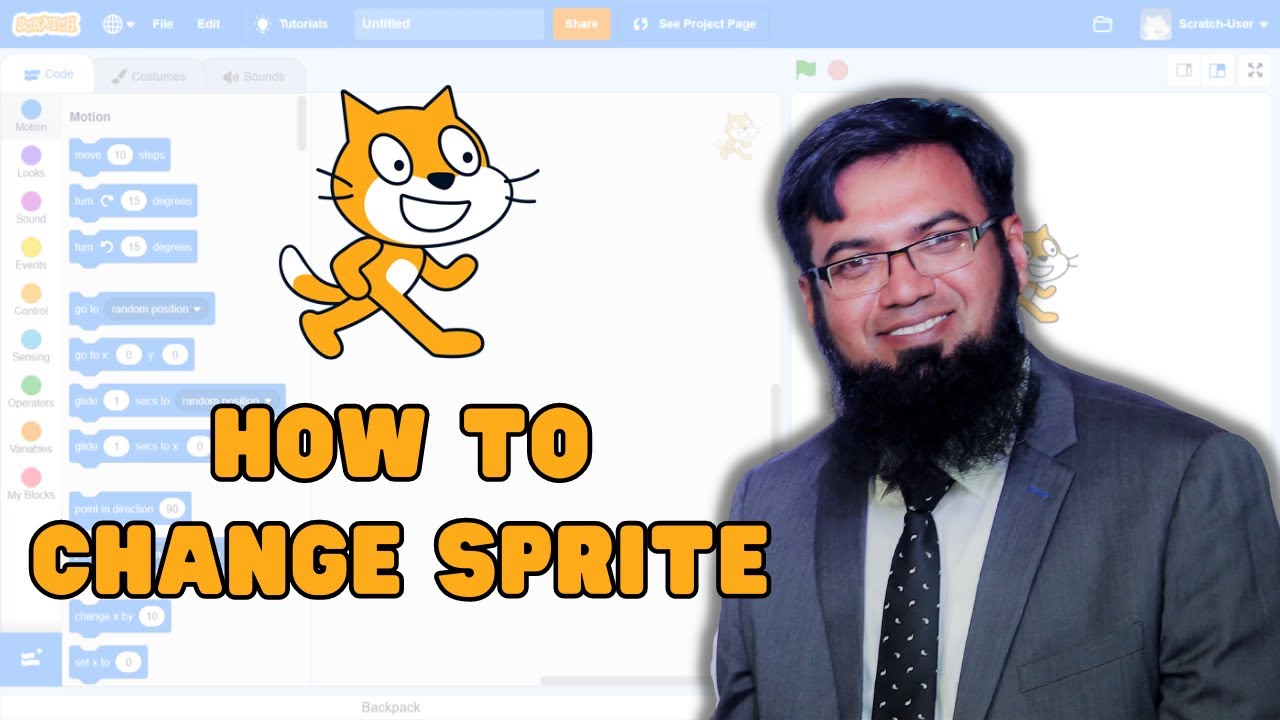 How to Change Sprite | Scratch Tutorial in Hindi/Urdu | Lesson 2 | The Smart School Ghotki Campus