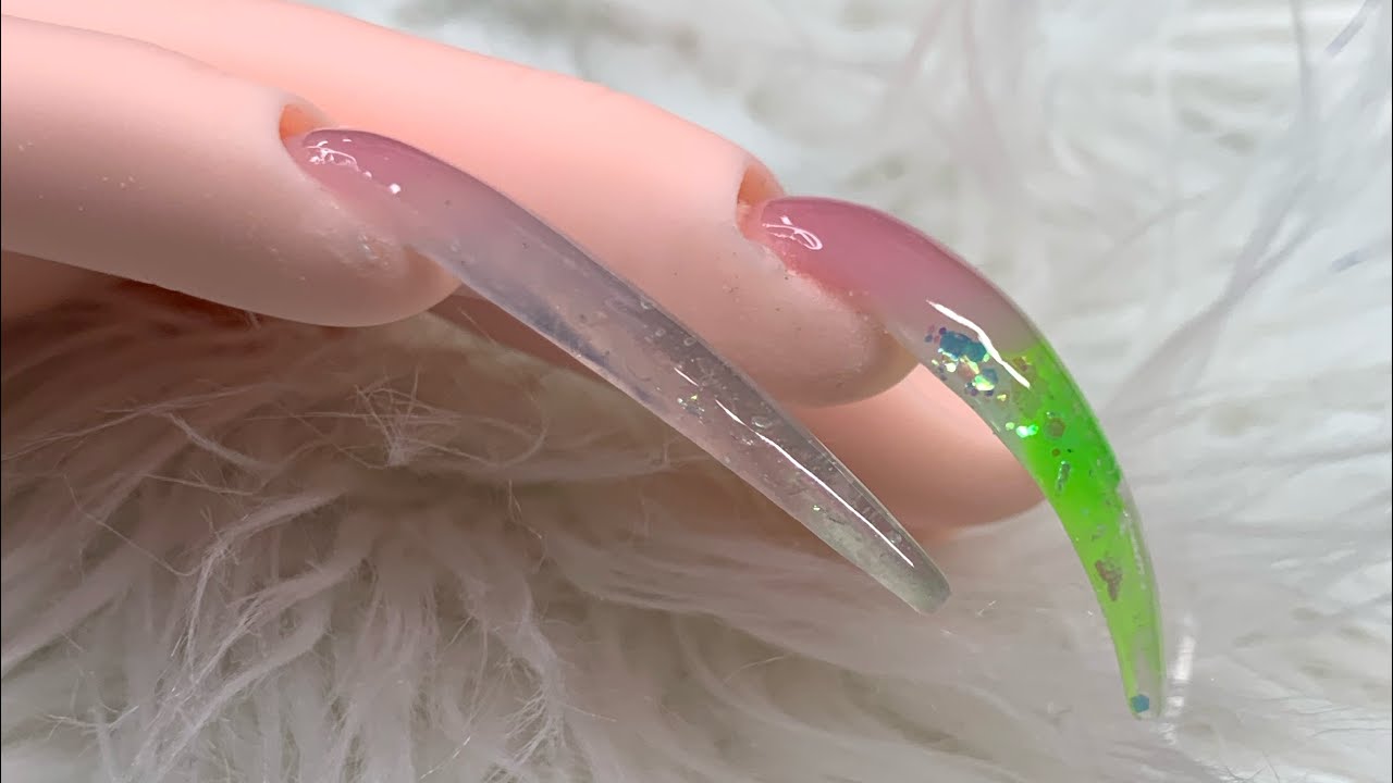 Shaping a straight & curved nail tip | Tropical neon