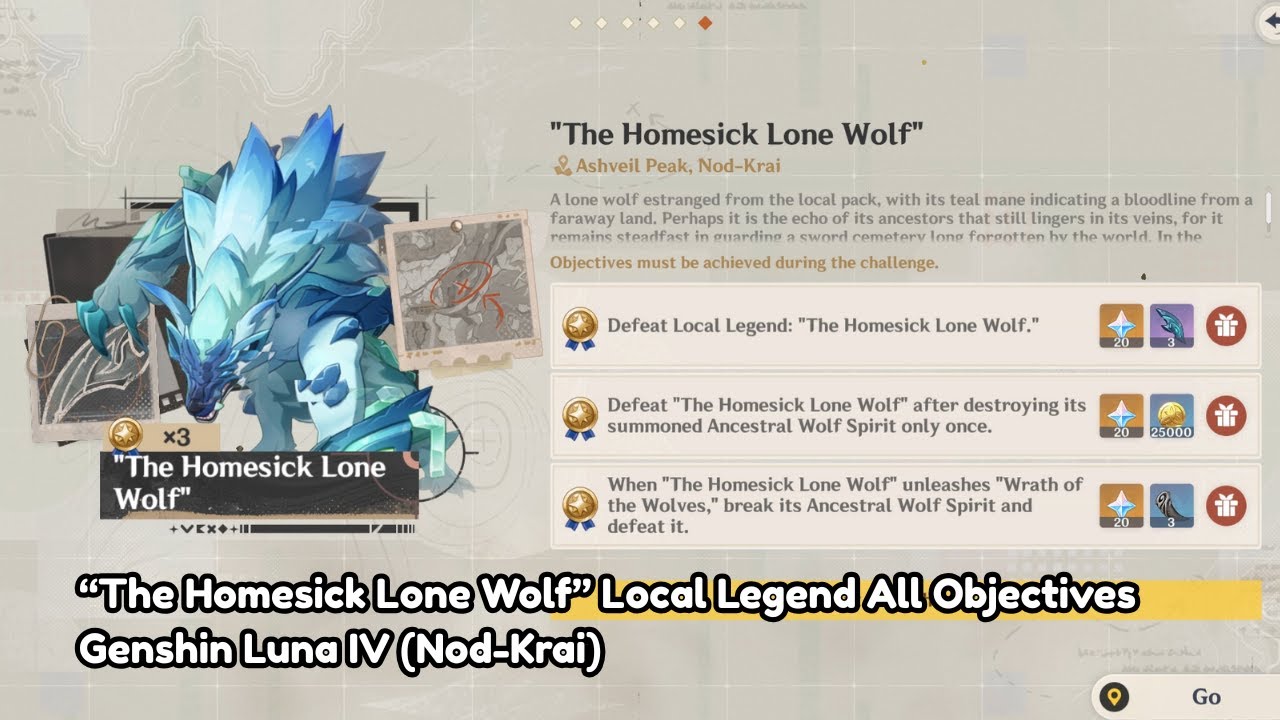 The Homesick Lone Wolf Local Legend All Achievements (Valiant Chronicles) - Genshin Impact Luna IV