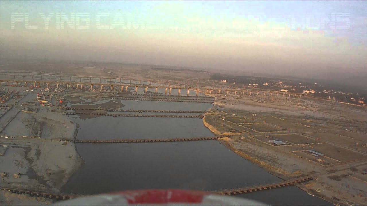 Flight Over sangam - View of Kumbh Mela 2013 preparations in Allahabad