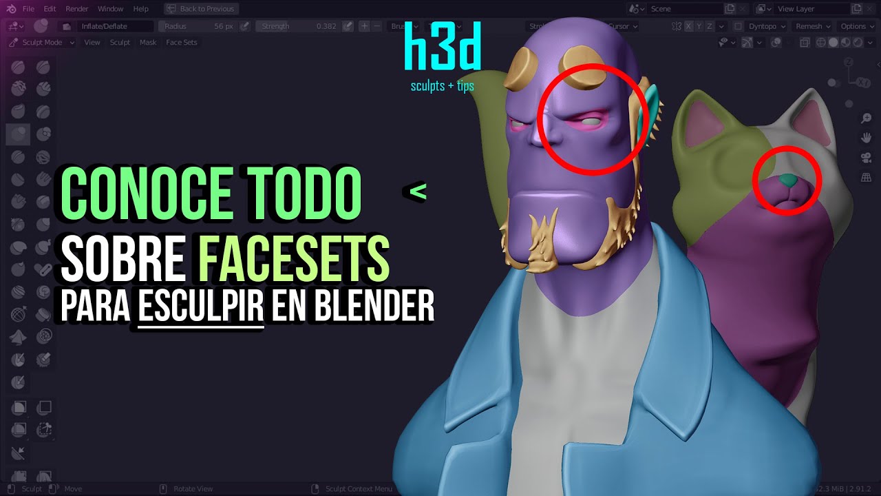 Conoce todo sobre facesets para esculpir en Blender 🧐