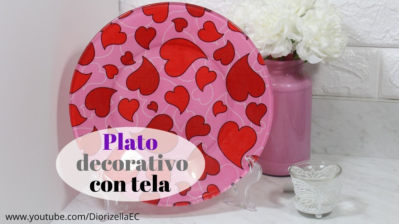 Plato decorativo con tela estilo Decoupage